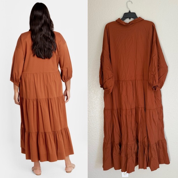 City Chic Plus Size Kara Tiered Midi Dress Amber - Picture 2 of 4